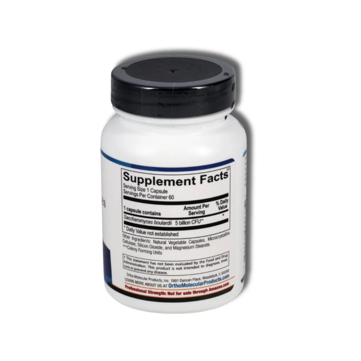 Saccharomyces Boulardii by Ortho Molecular Products (60 Capsules) Suppliment facts written in bottle